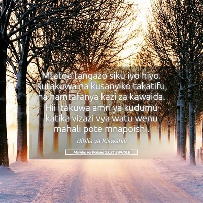 Picture 05 - Mambo ya Walawi 23:21 SWHULB - Mtatoa tangazo siku iyo hiyo. Kutakuwa na - Bible Verse Picture
