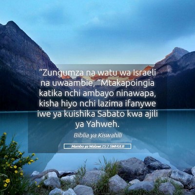 Picture 05 - Mambo ya Walawi 25:2 SWHULB - “Zungumza na watu wa Israeli na uwaambie, - Bible Verse Picture