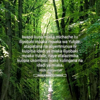 Picture 05 - Mambo ya Walawi 25:52 SWHULB - Iwapo kuna miaka michache tu iliyobaki mpaka - Bible Verse Picture