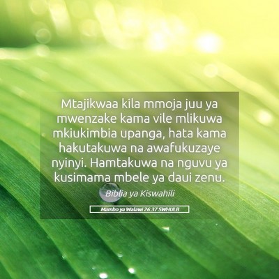 Picture 05 - Mambo ya Walawi 26:37 SWHULB - Mtajikwaa kila mmoja juu ya mwenzake kama vile - Bible Verse Picture