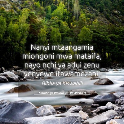 Picture 05 - Mambo ya Walawi 26:38 SWHULB - Nanyi mtaangamia miongoni mwa mataifa, nayo nchi - Bible Verse Picture