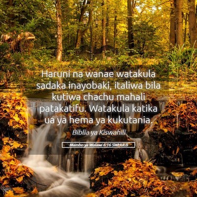 Picture 05 - Mambo ya Walawi 6:16 SWHULB - Haruni na wanae watakula sadaka inayobaki, - Bible Verse Picture