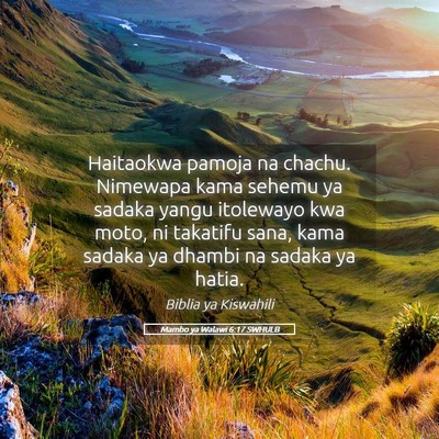 Picture 05 - Mambo ya Walawi 6:17 SWHULB - Haitaokwa pamoja na chachu. Nimewapa kama sehemu - Bible Verse Picture