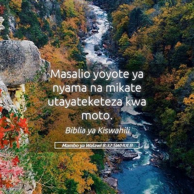 Picture 05 - Mambo ya Walawi 8:32 SWHULB - Masalio yoyote ya nyama na mikate utayateketeza - Bible Verse Picture
