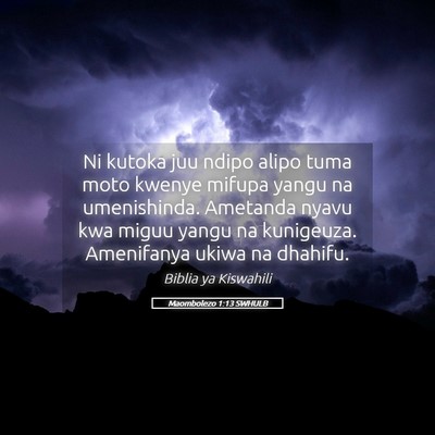 Picture 05 - Maombolezo 1:13 SWHULB - Ni kutoka juu ndipo alipo tuma moto kwenye mifupa - Bible Verse Picture