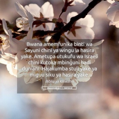 Picture 05 - Maombolezo 2:1 SWHULB - Bwana amemfunika binti wa Sayuni chini ya wingu - Bible Verse Picture