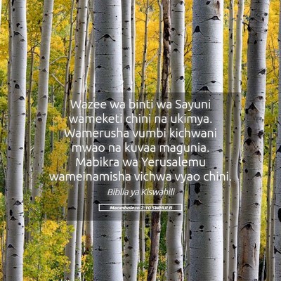 Picture 05 - Maombolezo 2:10 SWHULB - Wazee wa binti wa Sayuni wameketi chini na - Bible Verse Picture