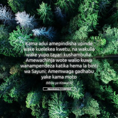 Picture 05 - Maombolezo 2:4 SWHULB - Kama adui amepindisha upinde wake kuelekea kwetu, - Bible Verse Picture