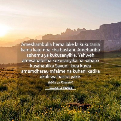 Picture 05 - Maombolezo 2:6 SWHULB - Ameshambulia hema lake la kukutania kama kajumba - Bible Verse Picture