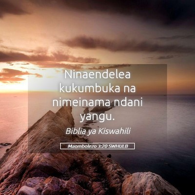 Picture 05 - Maombolezo 3:20 SWHULB - Ninaendelea kukumbuka na nimeinama ndani - Bible Verse Picture