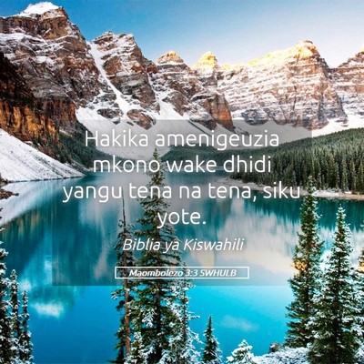 Picture 05 - Maombolezo 3:3 SWHULB - Hakika amenigeuzia mkono wake dhidi yangu tena na - Bible Verse Picture