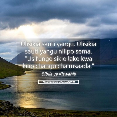 Picture 05 - Maombolezo 3:56 SWHULB - Ulisikia sauti yangu. Ulisikia sauti yangu nilipo - Bible Verse Picture