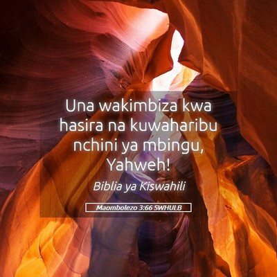 Picture 05 - Maombolezo 3:66 SWHULB - Una wakimbiza kwa hasira na kuwaharibu nchini ya - Bible Verse Picture