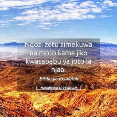 Picture 05 - Maombolezo 5:10 SWHULB - Ngozi zetu zimekuwa na moto kama jiko kwasababu - Bible Verse Picture