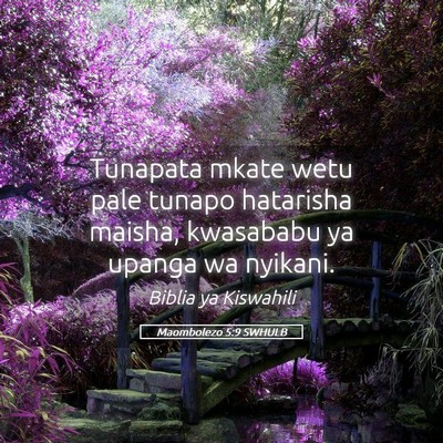 Picture 05 - Maombolezo 5:9 SWHULB - Tunapata mkate wetu pale tunapo hatarisha maisha, - Bible Verse Picture