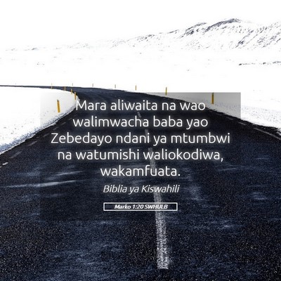 Picture 05 - Marko 1:20 SWHULB - Mara aliwaita na wao walimwacha baba yao Zebedayo - Bible Verse Picture