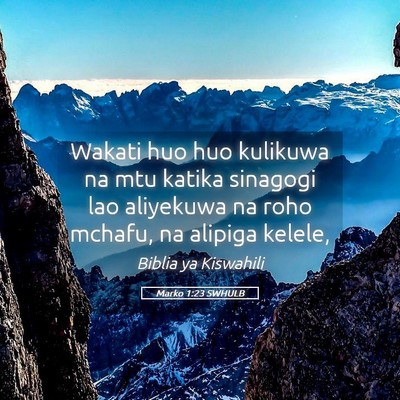 Picture 05 - Marko 1:23 SWHULB - Wakati huo huo kulikuwa na mtu katika sinagogi - Bible Verse Picture