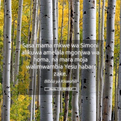 Picture 05 - Marko 1:30 SWHULB - Sasa mama mkwe wa Simoni alikuwa amelala mgonjwa - Bible Verse Picture