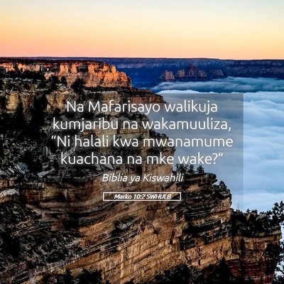 Picture 05 - Marko 10:2 SWHULB - Na Mafarisayo walikuja kumjaribu na wakamuuliza, - Bible Verse Picture
