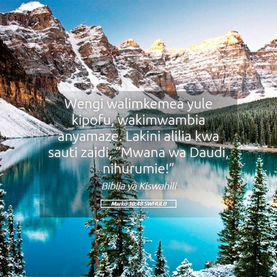Picture 05 - Marko 10:48 SWHULB - Wengi walimkemea yule kipofu, wakimwambia - Bible Verse Picture