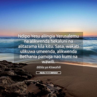 Picture 05 - Marko 11:11 SWHULB - Ndipo Yesu aliingia Yerusalemu na alikwenda - Bible Verse Picture