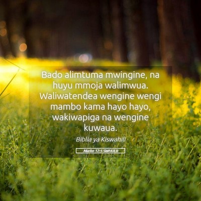 Picture 05 - Marko 12:5 SWHULB - Bado alimtuma mwingine, na huyu mmoja walimwua. - Bible Verse Picture