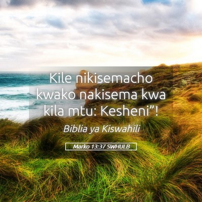 Picture 05 - Marko 13:37 SWHULB - Kile nikisemacho kwako nakisema kwa kila mtu: - Bible Verse Picture