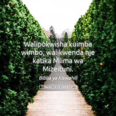 Picture 05 - Marko 14:26 SWHULB - Walipokwisha kuimba wimbo, walikwenda nje katika - Bible Verse Picture