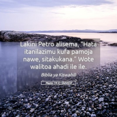 Picture 05 - Marko 14:31 SWHULB - Lakini Petro alisema, “Hata itanilazimu kufa - Bible Verse Picture