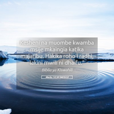 Picture 05 - Marko 14:38 SWHULB - Kesheni na muombe kwamba msije mkaingia katika - Bible Verse Picture
