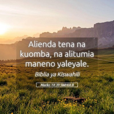 Picture 05 - Marko 14:39 SWHULB - Alienda tena na kuomba, na alitumia maneno - Bible Verse Picture