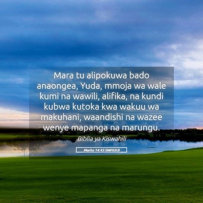 Picture 05 - Marko 14:43 SWHULB - Mara tu alipokuwa bado anaongea, Yuda, mmoja wa - Bible Verse Picture