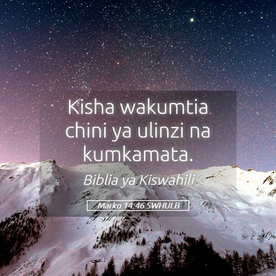 Picture 05 - Marko 14:46 SWHULB - Kisha wakumtia chini ya ulinzi na - Bible Verse Picture