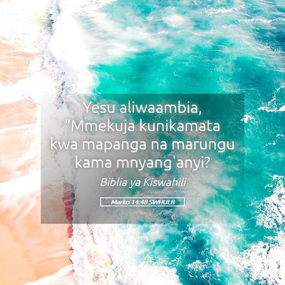 Picture 05 - Marko 14:48 SWHULB - Yesu aliwaambia, “Mmekuja kunikamata kwa - Bible Verse Picture