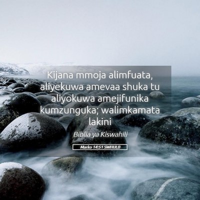 Picture 05 - Marko 14:51 SWHULB - Kijana mmoja alimfuata, aliyekuwa amevaa shuka tu - Bible Verse Picture