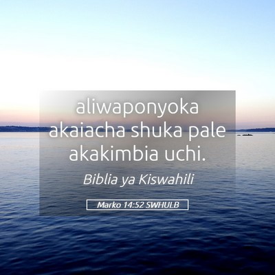 Picture 05 - Marko 14:52 SWHULB - aliwaponyoka akaiacha shuka pale akakimbia - Bible Verse Picture