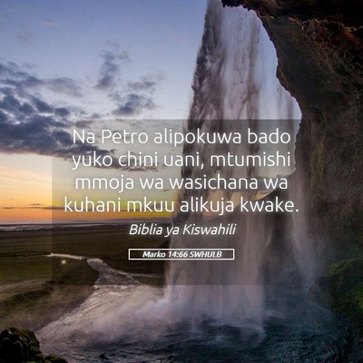 Picture 05 - Marko 14:66 SWHULB - Na Petro alipokuwa bado yuko chini uani, mtumishi - Bible Verse Picture