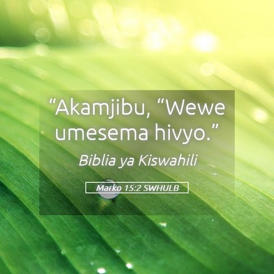 Picture 05 - Marko 15:2 SWHULB - “Akamjibu, “Wewe umesema - Bible Verse Picture