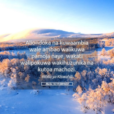 Picture 05 - Marko 16:10 SWHULB - Aliondoka na kuwaambia wale ambao walikuwa pamoja - Bible Verse Picture