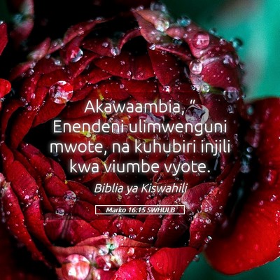 Picture 05 - Marko 16:15 SWHULB - Akawaambia, “ Enendeni ulimwenguni mwote, na - Bible Verse Picture