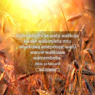 Picture 05 - Marko 2:3 SWHULB - Kisha baadhi ya watu walikuja kwake waliomleta - Bible Verse Picture