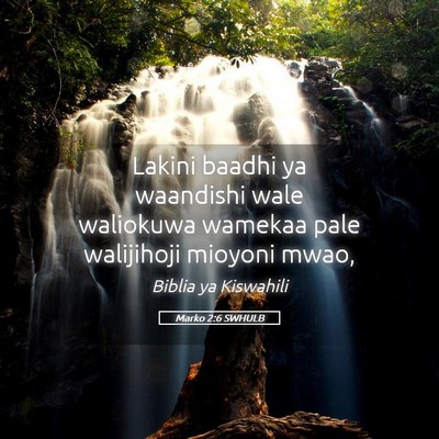 Picture 05 - Marko 2:6 SWHULB - Lakini baadhi ya waandishi wale waliokuwa wamekaa - Bible Verse Picture