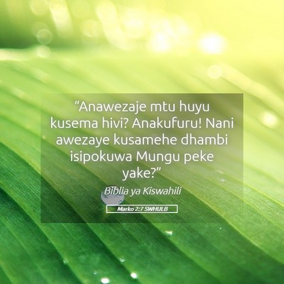 Picture 05 - Marko 2:7 SWHULB - “Anawezaje mtu huyu kusema hivi? Anakufuru! - Bible Verse Picture