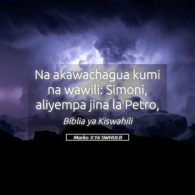 Picture 05 - Marko 3:16 SWHULB - Na akawachagua kumi na wawili: Simoni, aliyempa - Bible Verse Picture