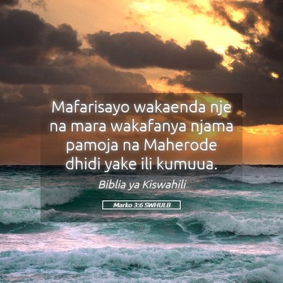 Picture 05 - Marko 3:6 SWHULB - Mafarisayo wakaenda nje na mara wakafanya njama - Bible Verse Picture