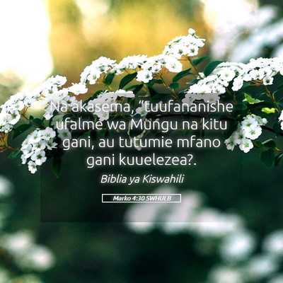 Picture 05 - Marko 4:30 SWHULB - Na akasema, “tuufananishe ufalme wa Mungu na - Bible Verse Picture