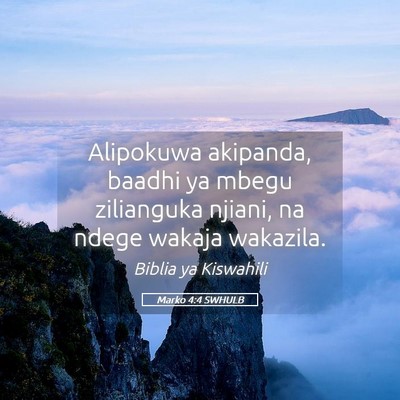 Picture 05 - Marko 4:4 SWHULB - Alipokuwa akipanda, baadhi ya mbegu zilianguka - Bible Verse Picture