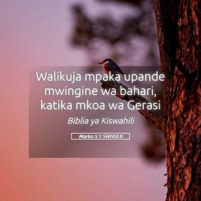 Picture 05 - Marko 5:1 SWHULB - Walikuja mpaka upande mwingine wa bahari, katika - Bible Verse Picture
