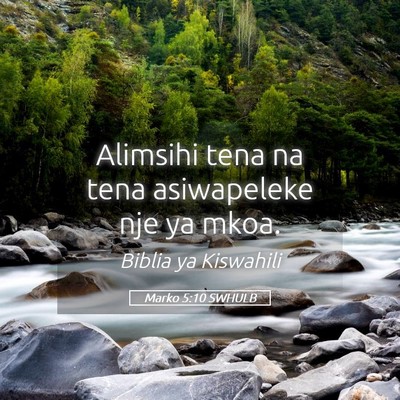 Picture 05 - Marko 5:10 SWHULB - Alimsihi tena na tena asiwapeleke nje ya - Bible Verse Picture