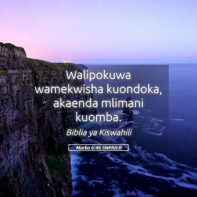 Picture 05 - Marko 6:46 SWHULB - Walipokuwa wamekwisha kuondoka, akaenda mlimani - Bible Verse Picture